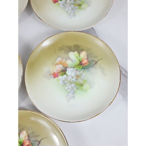 Eagle China Austria Bread Plate White Grapes Porcelain 6 1/4" Gold Trim x6 - Picture 7 of 15